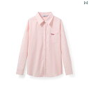 長袖 Tシャツ ボーダートップス チュニック ロンT ボリューム袖 ボリュームスリーブ ぽわん袖 ポワン袖 小栗 桃 花 織 シャツ 刺繍入り ゆったり ピンク シャツ 女性 2025 春 カジュアル ストライプ トップス