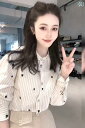 長袖 Tシャツ ボーダートップス チュニック ロンT ボリューム袖 ボリュームスリーブ ぽわん袖 ポワン袖 のの 早春の ユニークで 美しい の レディース トップスの 白い ストライプの シャツ 2025 スタイル(4)