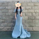 女性用 ブルー イブニングドレス 高級 成人 式 フィッシュ テール ドレス エレガントな 女性 軽い 贅沢 ワンショルダー トースト ドレス