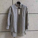 長袖 Tシャツ ボーダートップス チュニック ロンT ボリューム袖 ボリュームスリーブ ぽわん袖 ポワン袖 MM Mai Mengdi 2025 春 ゆったり シンプル ストライプシャツ レイヤードトップス レディース ネイビー 5 F 2221121(4)
