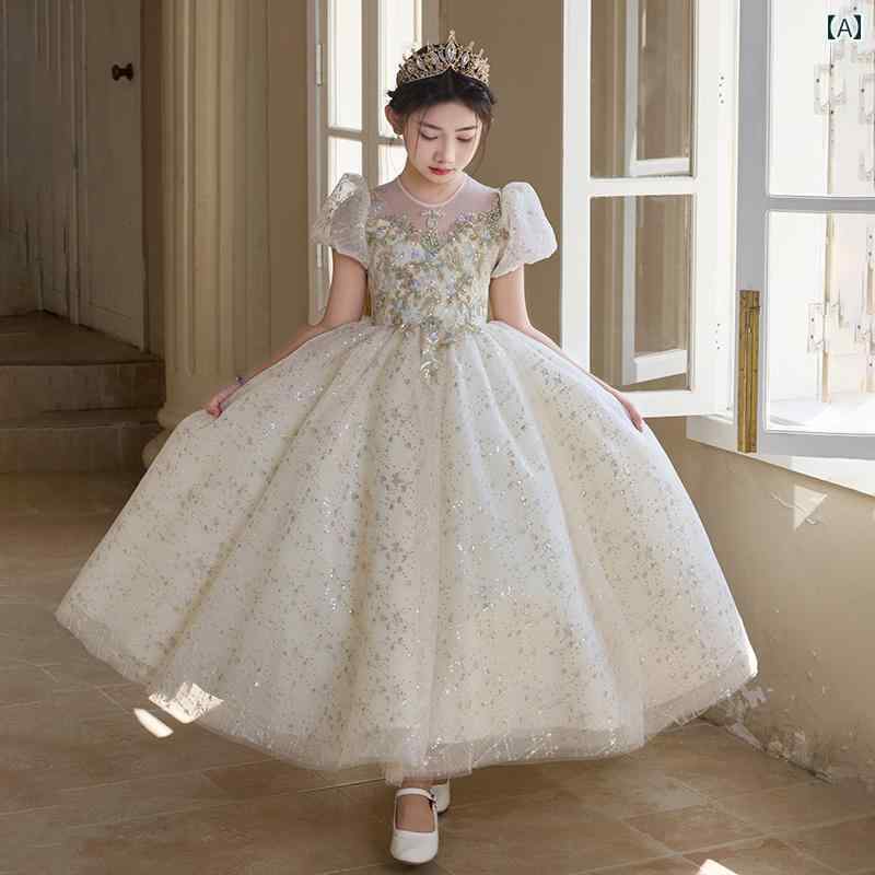 美しい 女の子 誕生日 ドレス プリンセス ドレス フラワーガールの ウェディングドレス 子供の パーティー チュチュ ピアノ 演奏 衣装を 主催 します