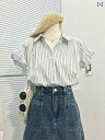 長袖 Tシャツ ボーダートップス チュニック ロンT ボリューム袖 ボリュームスリーブ ぽわん袖 ポワン袖 夏の 韓国 ラグランスリーブ 縦縞 シャツ スリム ゆったり な 小さめの シャネル 風 ポロ カラー トップス レディース