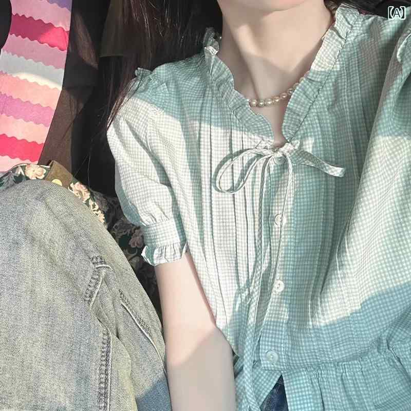 シャツ ショート丈 長袖 レディース クロップド丈 トップス おしゃれ カジュアル 羽織 シンプル ショートシャツ ショート 丈 短い シャツブラウス ゆったり クロップド ショートトップス ボリューム袖 長袖シャツ 春夏 春夏 秋 夏用の ミント グ