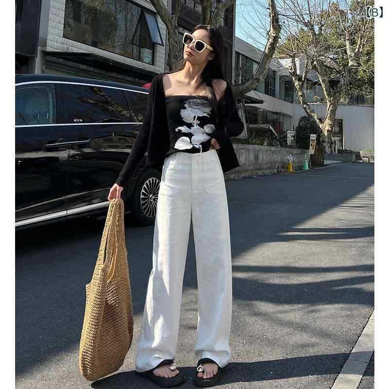 ラッシュガード ズボン 長ズボン パンツ レディース ロングパンツ UPF50+ UVカット 水着 ワイドパンツ レディース ドライロングパンツ ボトムス レディース uv パンツ ヨガパンツ 吸水速乾 薄手 uvカット パンツ ホワイトリネン ラミー