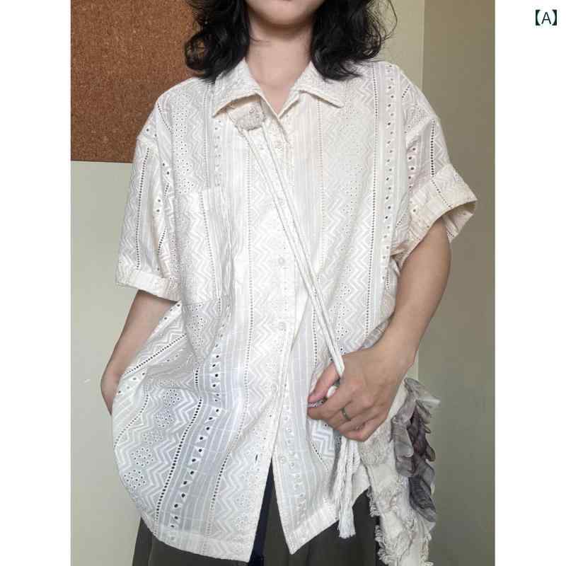 シャツ ノースリーブ レディース トップス ジャカード 通気性 半袖 シャツ レディース 夏 2025 ゆったり カジュアル 万能 バケーションスタイル シャツ トップス