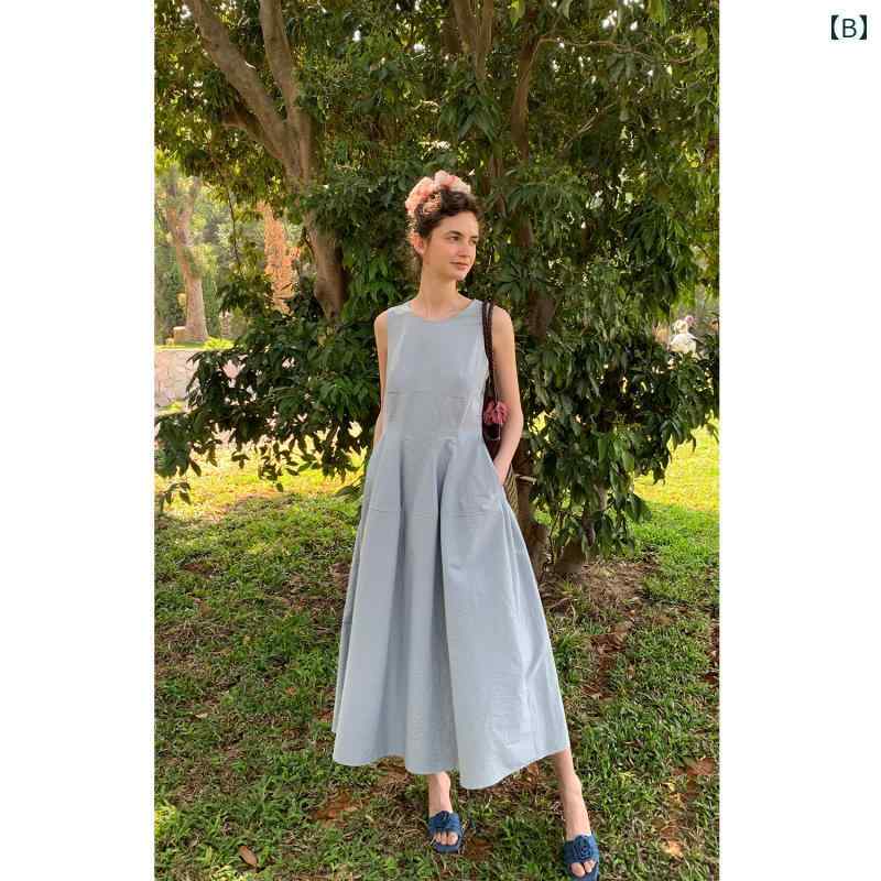 ワンピース ティアード ロング レディース 無地 ボートネック フレア ノースリーブ ギャザー ノースリーブワンピース ロングワンピース マキシ ワンピ Aライン EGGKA スタイル フィッシュボーン 構造 タイ ウエスト ロープ ベスト ドレス 夏