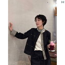 アウター ジャケット 羽織り デニム フリンジ ノーカラー 大人カジュアル 春 周 朗 青 ネイビーブルーの ショート 丈 レトロ デニムジャケット レディース 2025 春 シンプル スリム 長袖 トップス