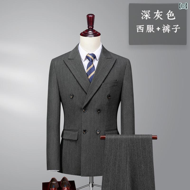 スーツ セットアップ メンズ きれいめ 大人 ブルゴーニュの 高級 スーツ メンズスーツ 結婚式 新郎 ダブルブレスト スリム ドレス スーツ ビジネス フォーマルウェア