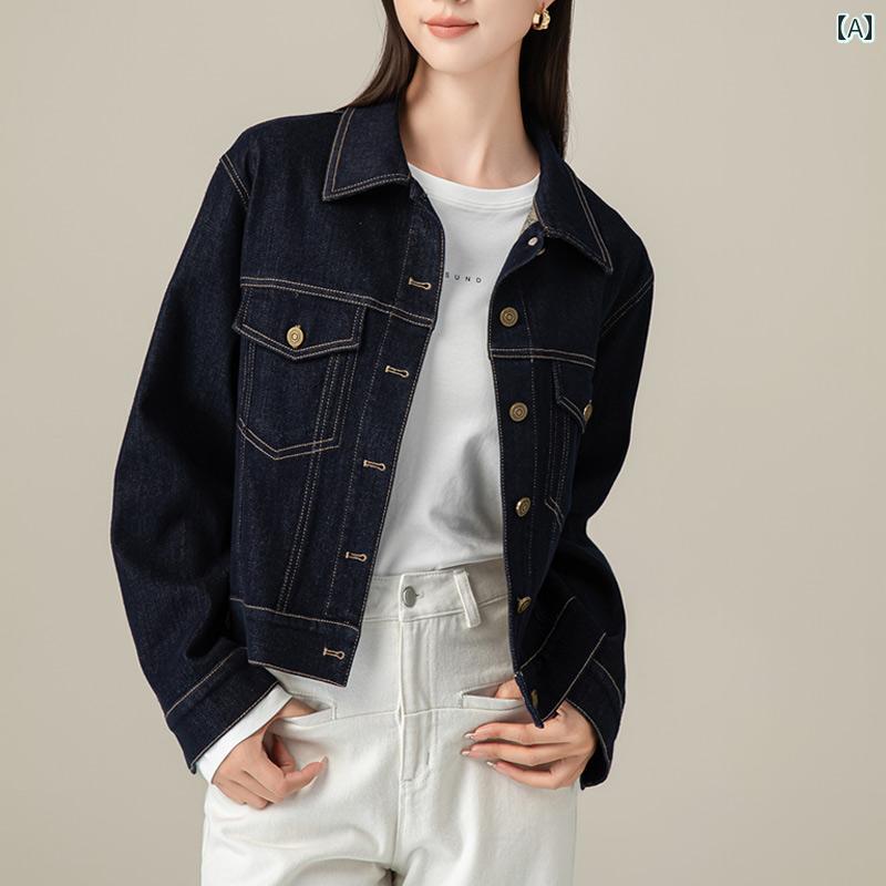アウター ジャケット 羽織り デニム フリンジ ノーカラー 大人カジュアル 春 女性用 ブルーデニム ジャケット 春秋 2025 レトロ 大きいサイズ ショート ジャケット イン