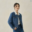 アウター ジャケット 羽織り デニム フリンジ ノーカラー 大人カジュアル 春 【 と 同じ スタイル】 INMAN レトロ ブルー 薄手 デニムジャケット レディース 2024秋冬 長袖 ジャケット トップス