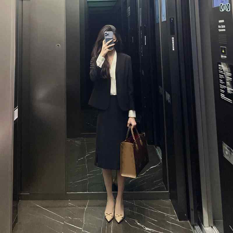 スーツ セットアップ レディース きれいめ 大人 春秋 レディースファッション プロ スーツ 高級 ブラック スーツ ツーピース スカート スーツ お姫様のような 通勤 フォーマルウェア