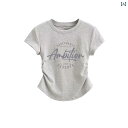 ナチュラルコーデ ワイドパンツ アラサー 大人 グレーの ストレート ショルダー 半袖 Tシャツ 女性用 夏 2025年 半袖 Tシャツ ユニークで 個性的な スリム ショート トップ