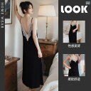 ブラトップ ブラキャミ 魅惑的 バック サスペンダー ナイトドレス 女性用 夏用 モダール 冷感 レースエッジ バックレス 高級 パジャマ ホームウェア