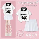 Aライン スカート レディース 2025夏の 韓国 ポロシャツ 半袖 ショート スカート 女子 ツーピース カレッジ スタイル カジュアル 万能 スーツ