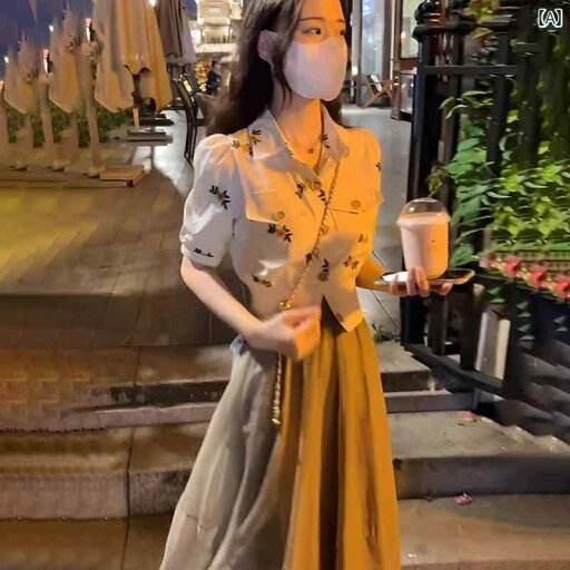 Aライン スカート レディース メーデーの 背の 低い 人は レディース 服の 高級 2025夏の スカートの ハーフ スカート ツーピース スーツ 一式を 着用 します Aライン スカート レディース メーデーの 背の 低い 人は レディース 服の 高級 2025夏の スカートの ハーフ スカート ツーピース スーツ 一式を 着用 します