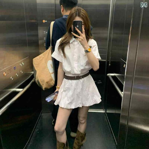 Aライン スカート レディース フランスの カレッジ ピンクの シャツ ドレスの レディース 服の 夏 2025 美しい ユニークな 美しい 短い スカート Aライン スカート レディース フランスの カレッジ ピンクの シャツ ドレスの レディース 服の 夏 2025 美しい ユニークな 美しい 短い スカート