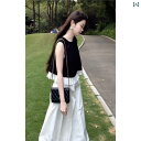 Aライン スカート レディース 夏の 美しい 小さい スカートの 寒い 衣装 ユニークで 美しい かっこいい 黒と 白の 色の マッチングの 花の つぼみの ドレス セット(4)