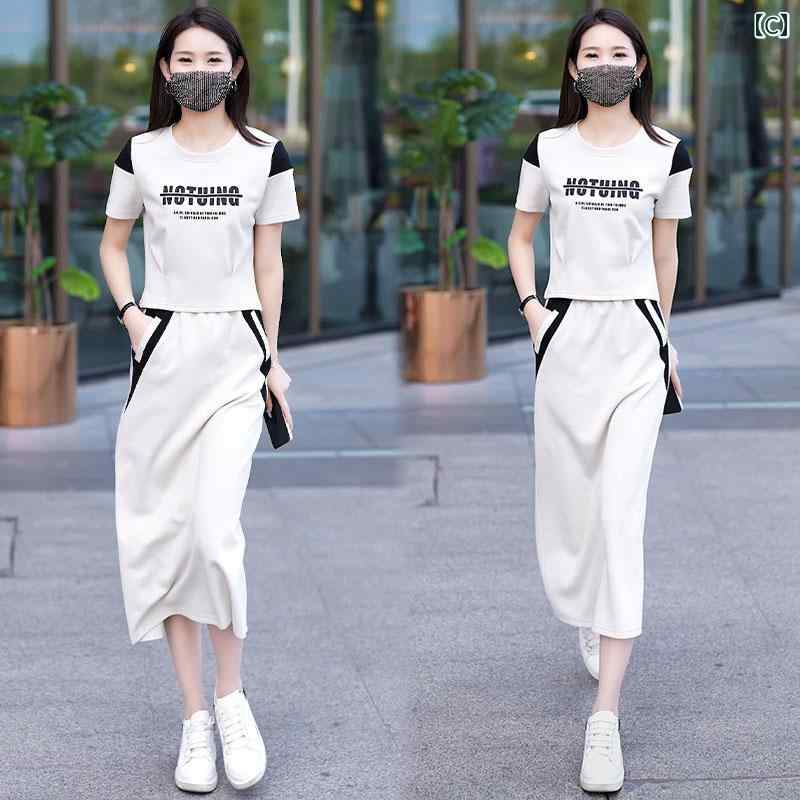 Aライン スカート レディース 女性用 綿 カジュアル スポーツウェア スーツ 2025夏 オンライン ホット スタイル スカート ツーピース スーツ