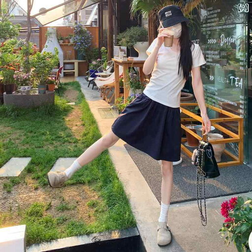 Aライン スカート レディース カジュアル 伸縮性 スカート ショート スカート 女性 2025 夏 スリム カジュアル ネイビーブルー スポーツ スカート Aライン スカート レディース カジュアル 伸縮性 スカート ショート スカート 女性 2025 夏 スリム カジュアル ネイビーブルー スポーツ スカート