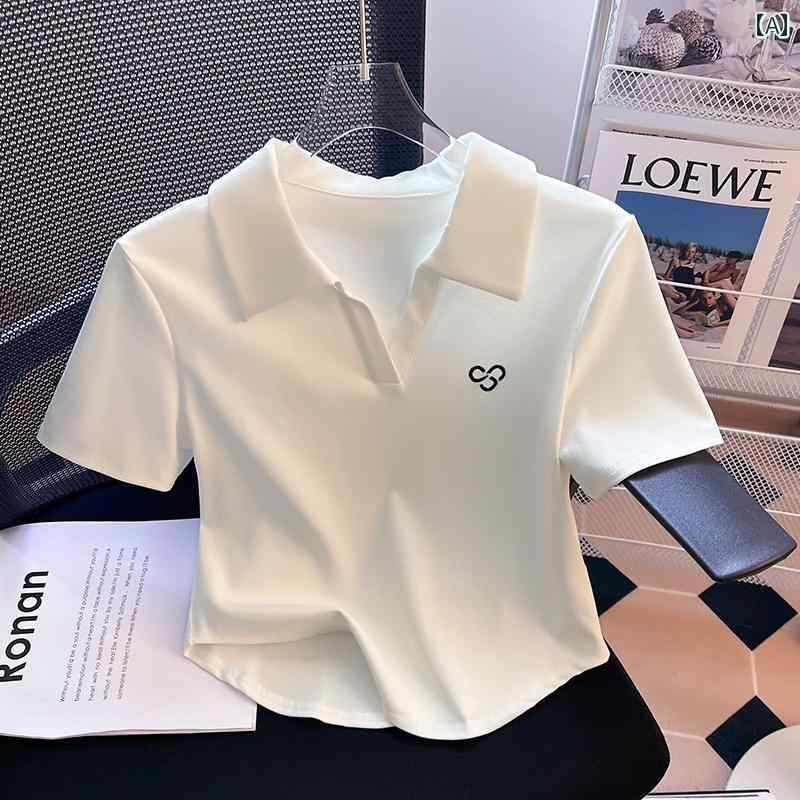 Aライン スカート レディース ホワイト ポロシャツ 半袖 Tシャツ レディース 夏 2025 半袖 高級小 シャツ小 ショート トップ