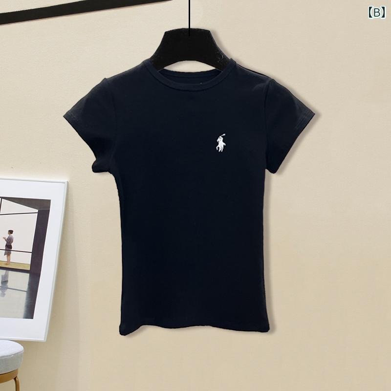 オーガニックコットン 半袖 レディース Aライン スカート レディース ホット ガール スポーツ カジュアル スーツ 女性用 2024夏 ポニー 刺繍 ラウンドネック 半袖 Tシャツ ワークウェア スカート ツーピース スーツ