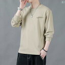 クルーネック プリント スポーツ トップス メンズ 長袖 秋 綿 Tシャツ 白 ベース シャツ メンズ 春秋 ラウンドネック Tシャツ トップス