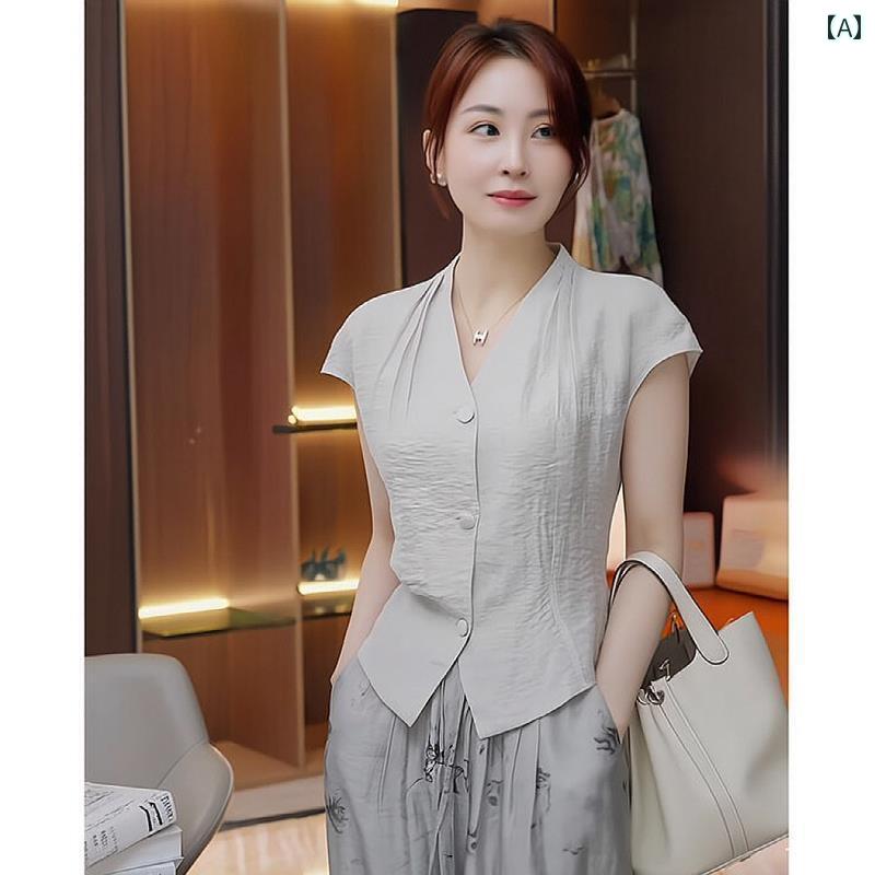 レディース 半袖 ジャケット シャツ 薄手 半袖シャツ 襟付き アウター サマージャケット 女性用 コットン＆ リネン トップス 高級 ラグジュアリー スタイル 2025夏の スリム 半袖 シャツ