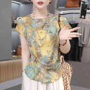 レディース 半袖 ジャケット シャツ 薄手 半袖シャツ 襟付き アウター サマージャケット 夏に レディース チャイナ風 プリント 半袖 シャツ スリムフィットで な ママ用 小さめ シャツ ユニークで な トップス