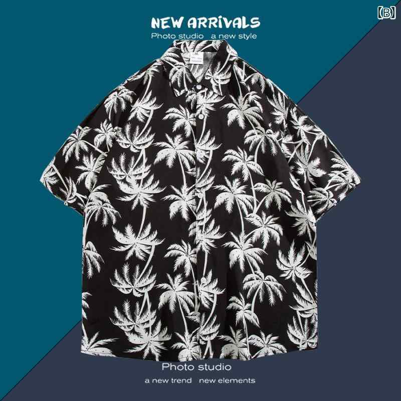 アロハシャツ 沖縄 夏 メンズ 涼しい シャツ 柄シャツ タイの ビーチ バケーション 薄手 花柄 シャツ メンズ ハワイアンスタイル シャツ 夏 ゆったり 半袖 トップス ジャケット