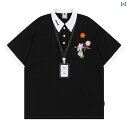 ポロシャツ メンズ レディース 半袖 無地 グリマー ドライポロシャツ cuwu アメリカン レトロ 立体 小花 刺繍 ポロシャツ Tシャツ 男女兼用 夏 ゆっ...