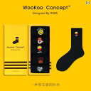 ソックス 靴下 柄 メンズ 派手 WooKoo ソックス メンズ ミドル 刺繍 和風 黒と 白 カジュアル スポーツ ソックス レディース 秋冬 綿 カップル ...