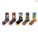 ソックス 靴下 柄 メンズ 派手 JKN カップル 油絵 ソックス レディース 夏 ミドル チューブ ソックス メンズ 2025 イン ストリート アメリカン ...