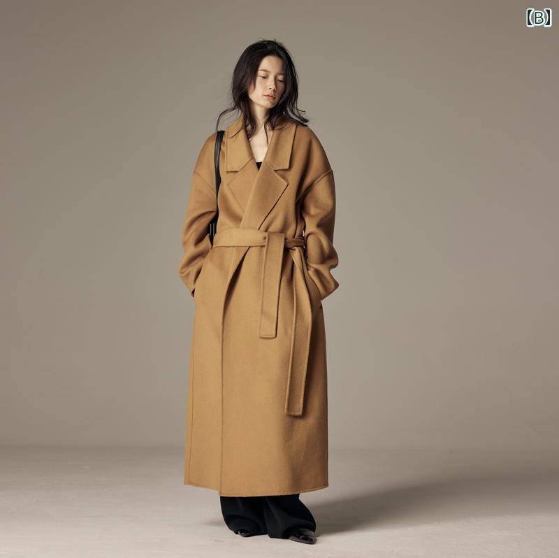 カシミヤコート レディース 秋冬 コート おしゃれ きれいめ 年の高 カウント ウール ダブルフェイス コート ゆったり スリム ロング 膝上 ウール コート 冬