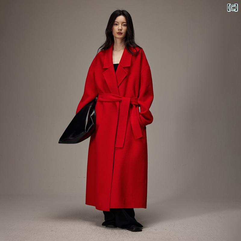 カシミヤコート レディース 秋冬 コート おしゃれ きれいめ 年の高 カウント ウール ダブルフェイス コート ゆったり スリム ロング 膝上 ウール コート 冬