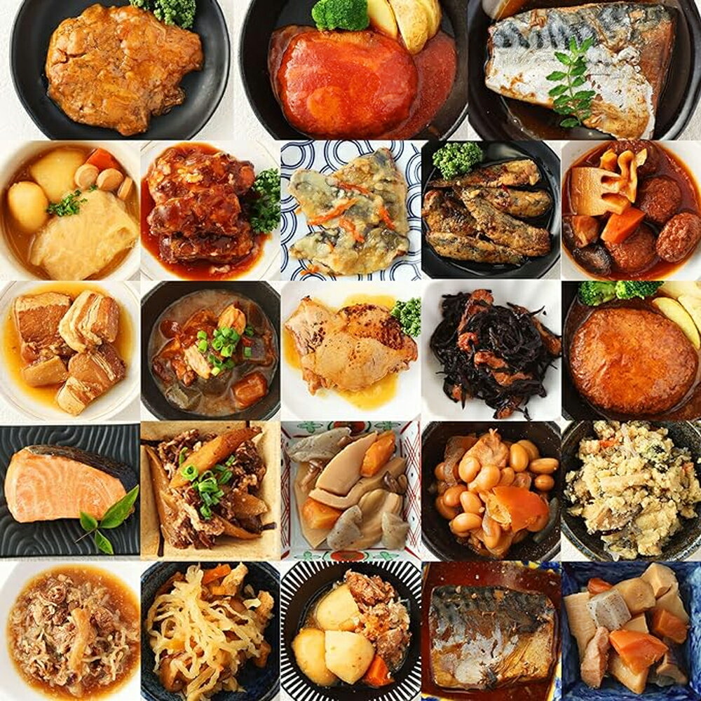 レトルト おかず 23品目 セット ＼惣菜ランキング1位獲得！／ 内野家 uchipac【無添加 常温保存】宅配 おかず 保存食 非常食 常備食 地震 台風 在宅ワーク レトルト おかず 国産 惣菜 無添加 常温保存 煮込みハンバーグ タンドリーチキン ロールキャベツ 送料無料のサムネイル