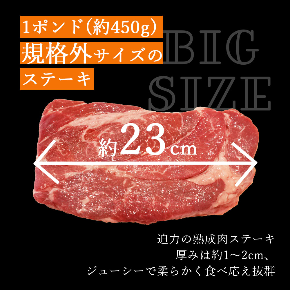 1ポンドステーキ 450g 熟成牛 ステーキ メガサイズ 特大 大きめ 柔らかい ステーキ 牛肩ロース 牛肉 肉 食品 ギフト 肉ギフト 誕生日 卒業式 入学祝い BBQ バーベキュー キャンプ 焼肉 鉄板 ステーキ肉 冷凍 ※北海道・沖縄・離島を除く std-corp-10001985 BAYU STORE サンプル画像3