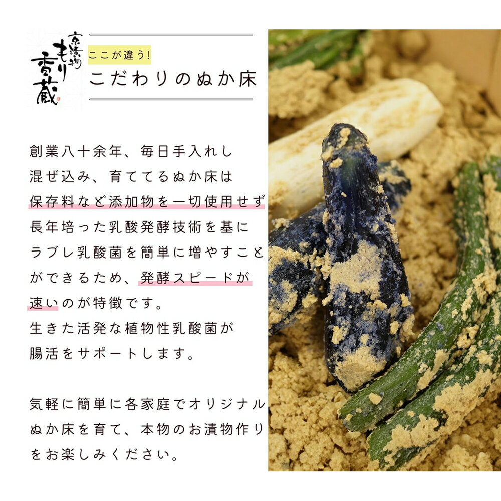 ぬか床セット 容器 説明書付 国産原料100％ 保存料添加物不使用 無添加 初心者でも簡単 発酵 早い ぬか漬け 漬け物 ラブレ乳酸菌 ぬか床 もり香蔵 送料無料 ※一部地域を除く 3