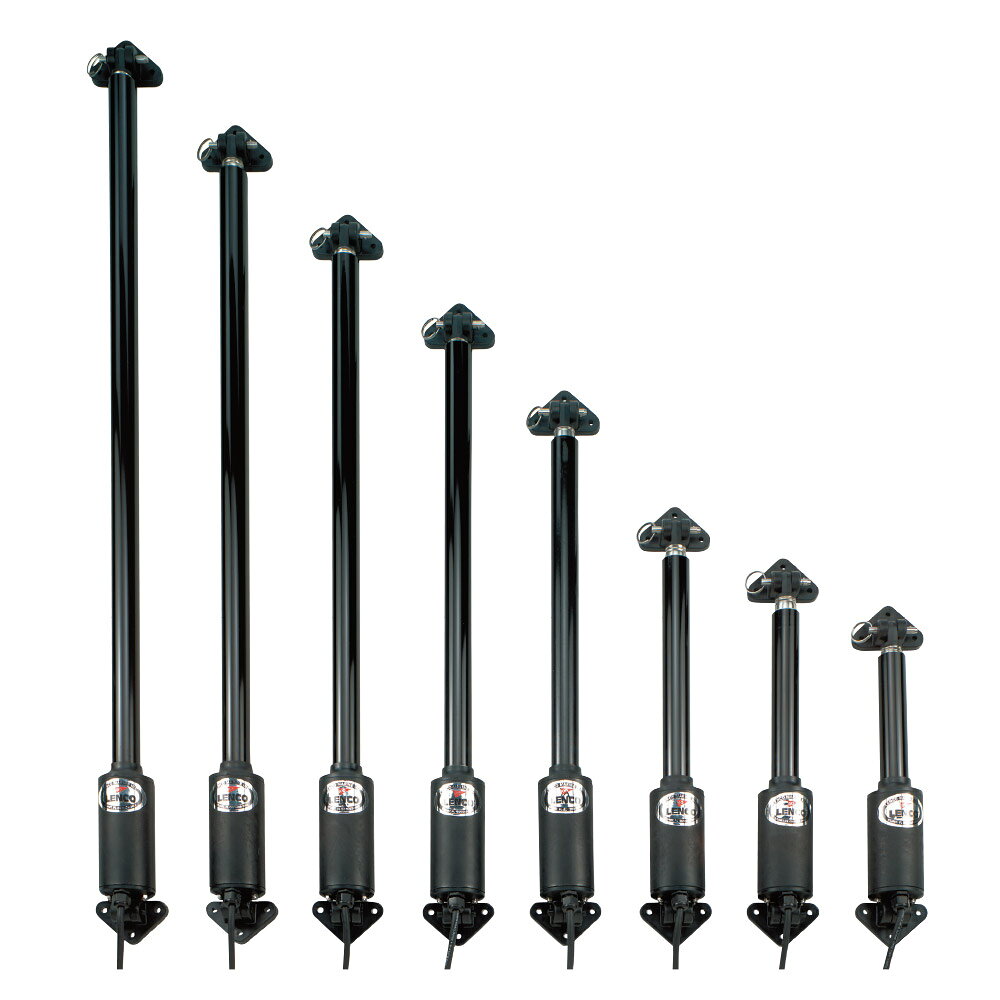 ■電圧：DC12V　■型式：　HL-1200　■最短時：　73cm　■ストローク： 30cm　■最長時： 104cm●重いハッチなどを電動で開閉するシリンダーで、別売りのロッカースイッチによって、ワンプッシュで開閉が出来ます。開閉中にスイッチ操作を中断すると、任意の位置に固定することができます。●本体は完全に水に浸かるような場所に設置しても作動します。●取付けは垂直の状態が望ましいですが、45度以内の範囲で取付けて下さい。