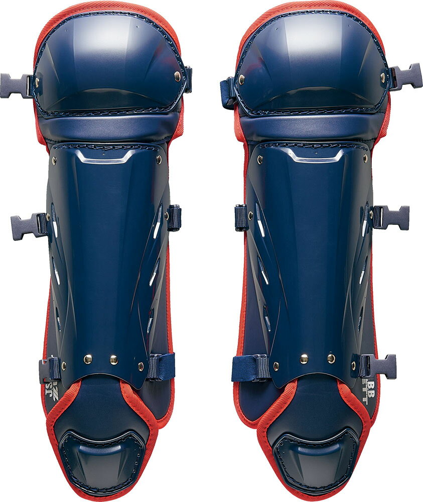 商品本体サイズ：膝から足首部310×全長510mm商品重量：約740g(両足)数量：1組シャープな形状でフィット感がある小学生にベストなサイズのベーシックタイプレガーツ。ポリエチレンベトナムワンタッチ着脱、シングルカップゼット ZETT 野球 少年軟式用 キャッチャー レガーツ ネイビー×レッド
