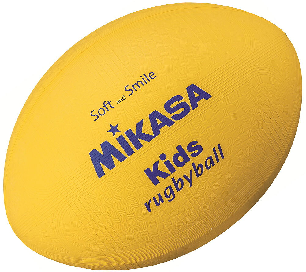 商品本体サイズ：円周約62-64cm商品重量：約185g数量：1個耐候性に優れた特殊配合ゴムを使用。やわらかく、扱いやすい。合成ゴム(ソフトタイプ)日本対象:キッズ・小学生※本製品は、空気が入ってない状態での発送となります。ボール専用ポンプで空気を入れてご使用ください。空気の入れ過ぎにご注意ください。最適圧力はボール本体の空気注入口に記載の圧力表示をご参照ください。MIKASA ミカサ ラグビー 合成ゴム製ボール キッズ用 スマイルラグビー ラージサイズ イエロー KFY