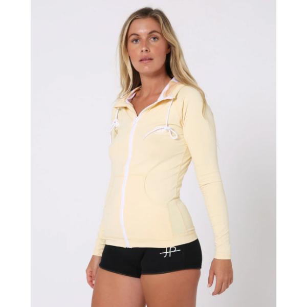 Yellow Zara Hoodie Rash (S23024) JETPILOT Women's Swimsuit for Personal Watercraft, Jet Ski, and Marine Sports.