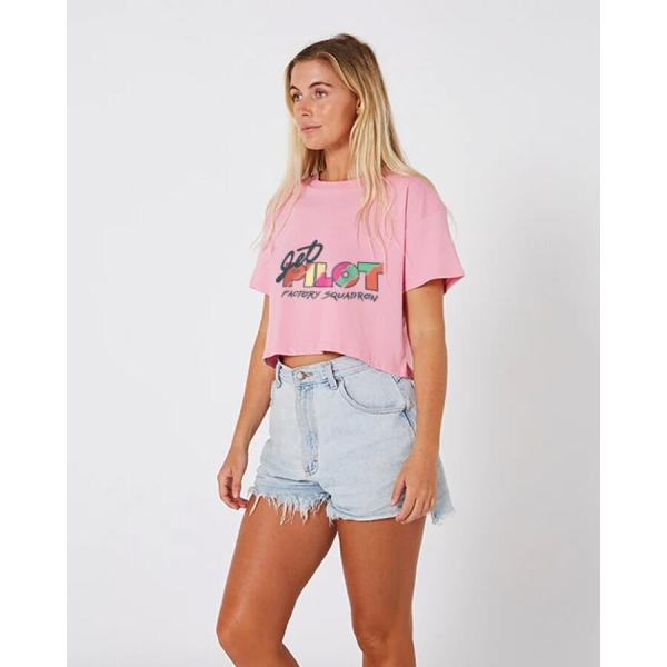 ピンク レディース スコードロン レディース クロップ TEE (S23505) Tシャツ JETPILOT(ジェットパイロット) ジェットスキー ウエイクボード