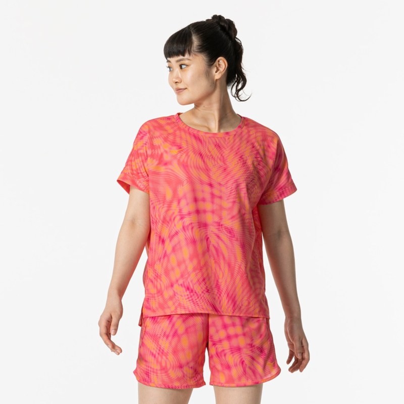 MIZUNO ミズノ 【汗処理／通気】ドライエアロフローTシャツ デュバリーレッド トレーニングウエア