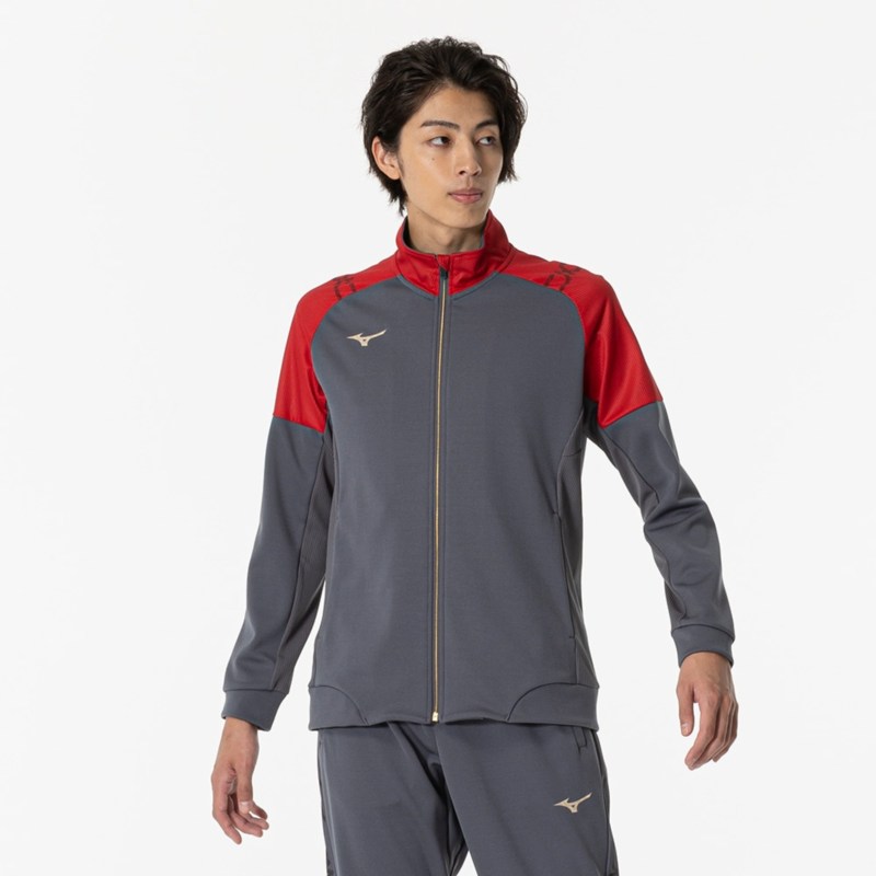 MIZUNO ミズノ ソフトドライニットハイブリッドジャケット タービュレントグレー トレーニングウエア