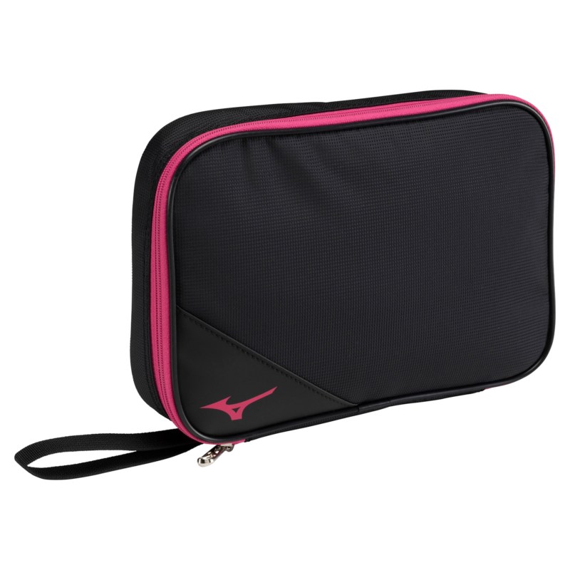 MIZUNO ミズノ ラケットソフトケース（2本入れ・中板入り) ブラック×ピンク 卓球 バッグ ラケットケース