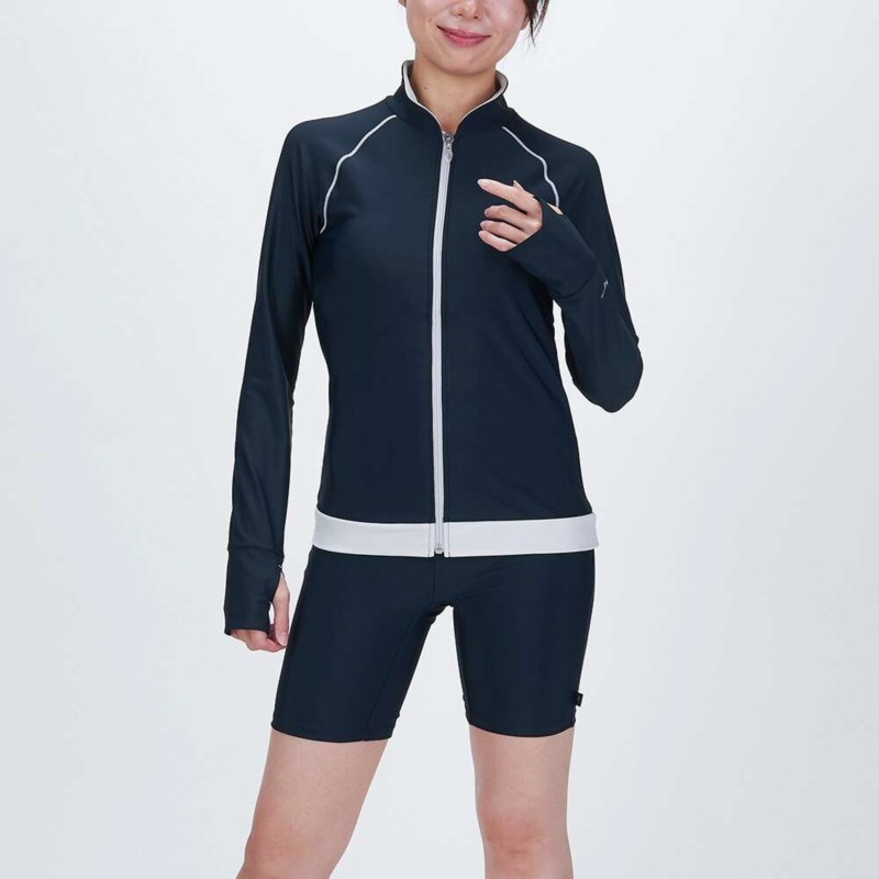 MIZUNO ミズノ ラッシュガード ネイビー×ライトグレー スイム 水泳 水着