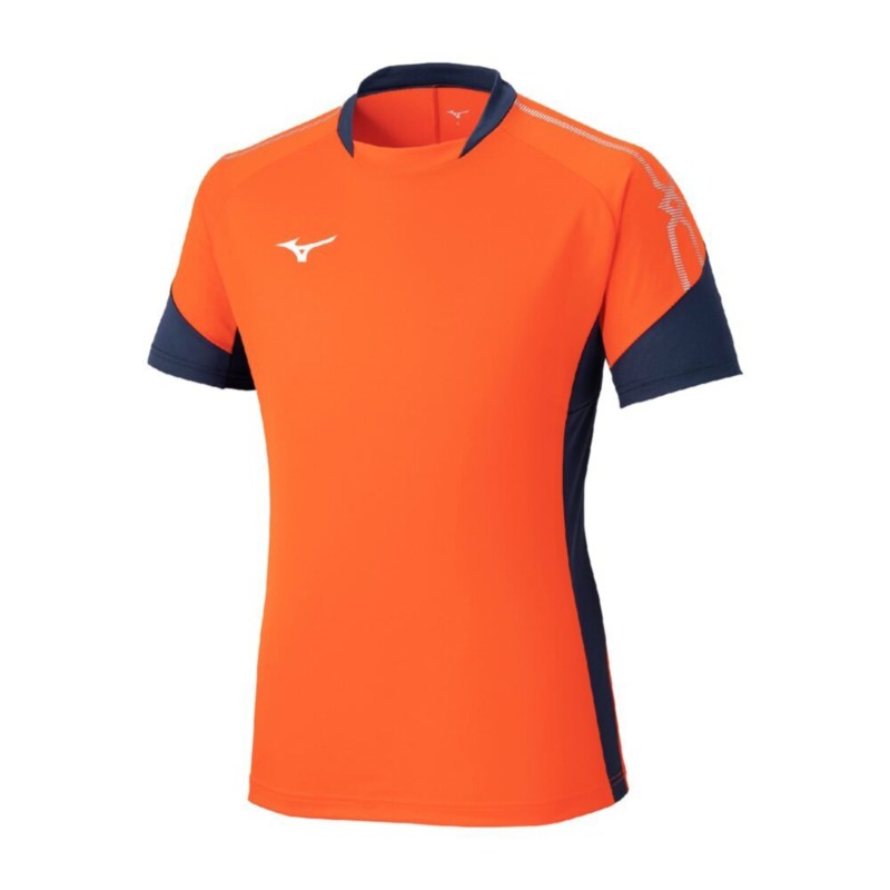 MIZUNO ミズノ フィールドシャツ フレイムオレンジ×ドレスネイビー サッカー フットボール ウエア