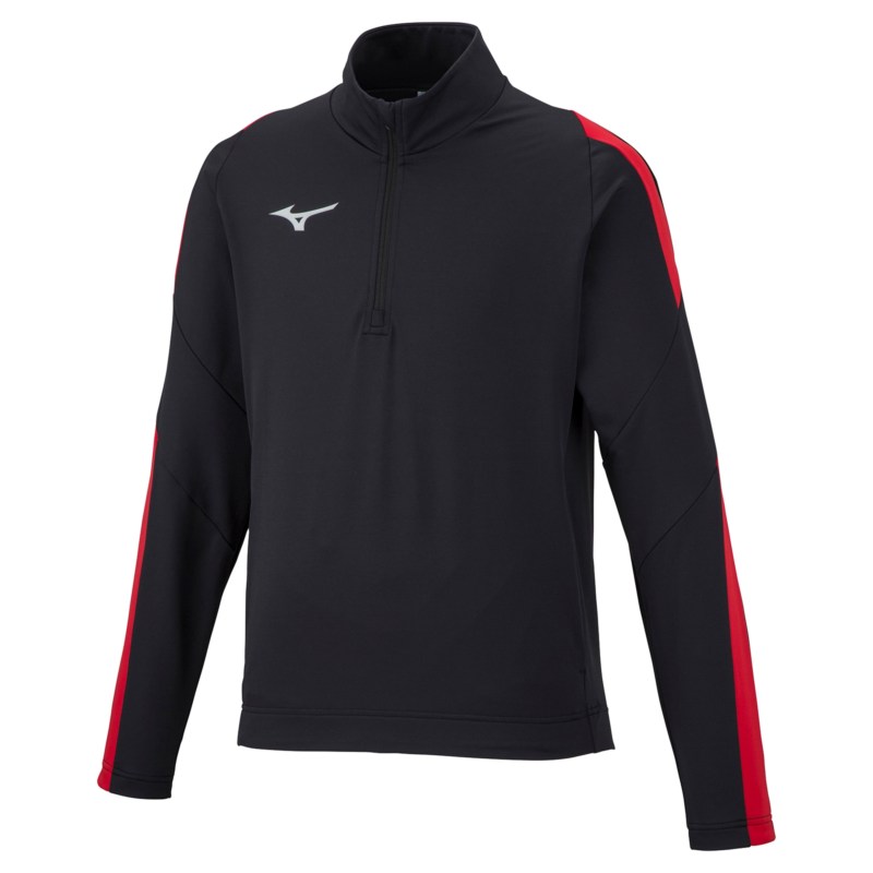 MIZUNO ミズノ ストレッチニットシャツ ブラック×チャイニーズレッド サッカー フットボール ウエア