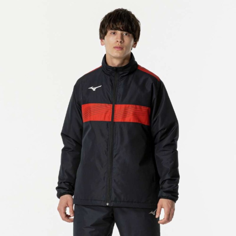 MIZUNO ミズノ ウォーマーシャツ ブラック×チャイニーズレッド サッカー フットボール ウエア