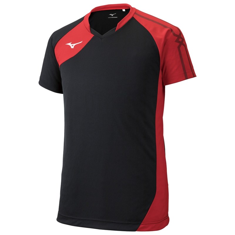 MIZUNO ミズノ ゲームシャツ ブラック×レッド バレーボール ウエア
